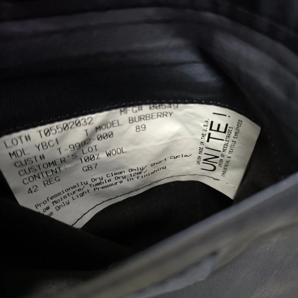 Burberry Mens Navy Blue 100% Wool Blazer Gold Crest Button Sport Coat 42R USA‎